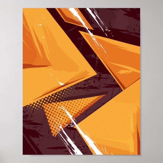 Abstracte energie in Oranje driehoeken en donkerbr Poster (Voorkant)