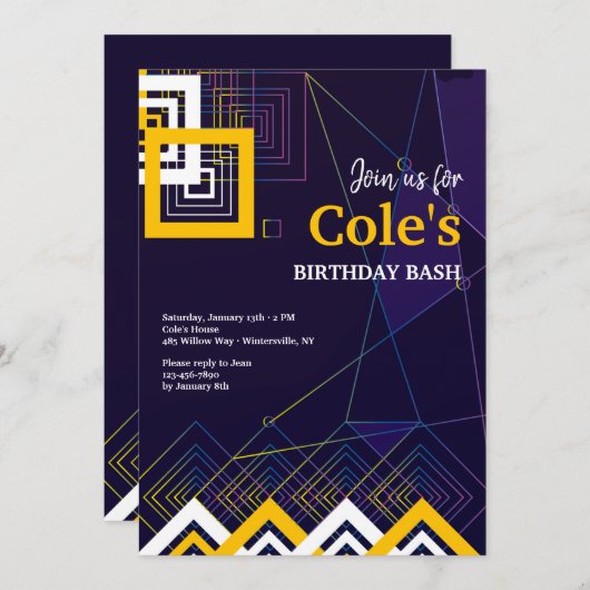 Abstracte energie-uitnodiging kaart (Voorkant / Achterkant)