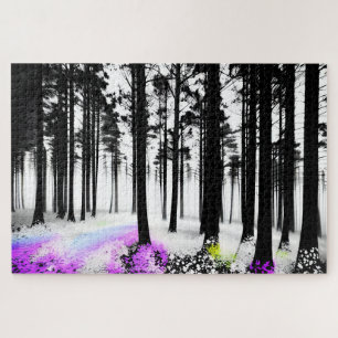 Abstracte Enigmatische Black and White Forest Bloo Legpuzzel