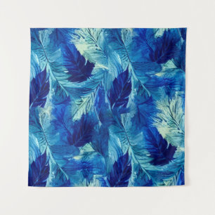 Abstracte esthetische aquarel donkerblauwe bladgro wandkleed