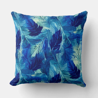 Abstracte esthetische waterverf blauw blauw blad kussen