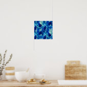 Abstracte esthetische waterverf blauw blauw blad poster (Keuken)