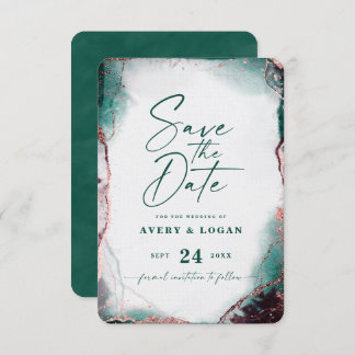 Abstracte Etherale Waterverf Emerald Wedding Save The Date