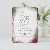 Abstracte Etherale Waterverf Terra Rosa Wedding Save The Date (Staand voorkant)