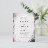 Abstracte etherische Lila Paarse bruiloft uitnodig Aankondigingskaart (Staand voorkant)