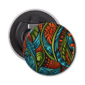 Abstracte etnische achtergrond button flesopener (Voorkant)