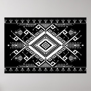 Abstracte etnische geometrische achtergrond met he poster