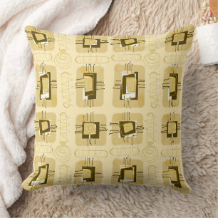 Abstracte etnische matrix - beige bruin kussen