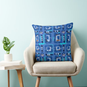 Abstracte etnische matrix - blauw bruin Paarse Kussen