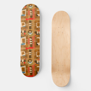Abstracte etnische matrix - bruine Blauwgroen terr Skateboard
