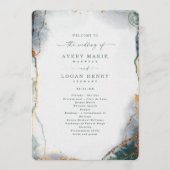 Abstracte eucalyptus groene huwelijksceremonie programma (Voorkant)