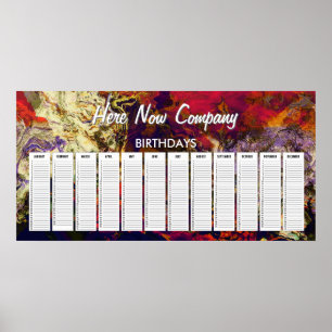 Abstracte Evening Red, Cream & Midnight Swirl Poster