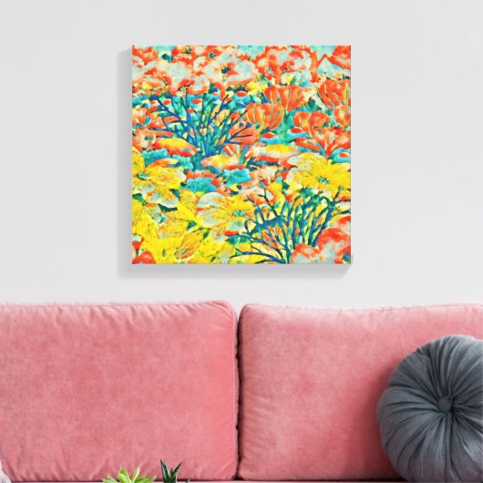 Abstracte exotische zomertuin canvas afdruk (Insitu (Woonkamer))