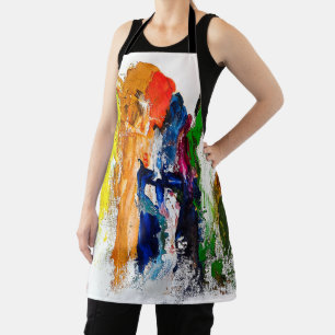 Abstracte expressie van menselijke figuren in bewe schort