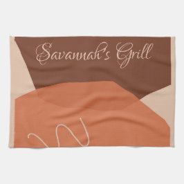 Abstracte expressionisme Bruin- en terracotta-vorm Theedoek