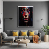 Abstracte expressionistische portretkunst poster