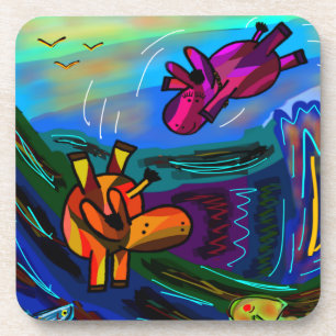 abstracte ezels zwemmen onderzetter