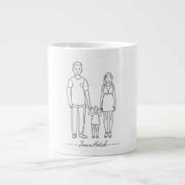 Abstracte Family Line Art Gepersonaliseerde Custom Extra Grote Beker