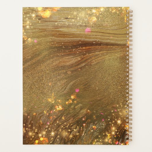 Abstracte Fancy Trendy Gold Glitter Name & Initiaa Planner (Achterkant)