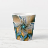 Abstracte Fantastische fractale kunst met blauw Latte Mok (Voorkant)