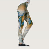 Abstracte Fantastische fractale kunst met blauw Leggings (Rechts)
