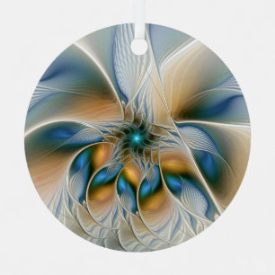 Abstracte Fantastische fractale kunst met blauw Metalen Ornament