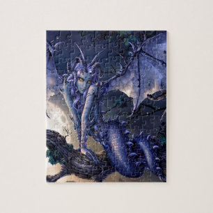 Abstracte Fantasy Dragon Girl Flirt Legpuzzel