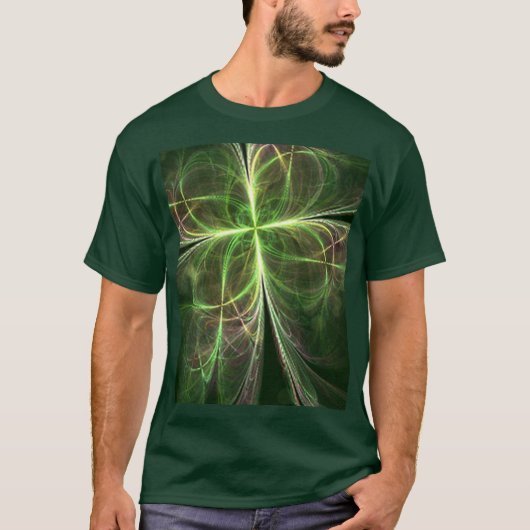 Abstracte Fantasy Four Leaves Green Clover T-shirt (Voorkant)
