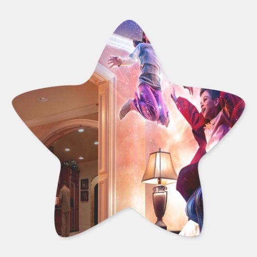Abstracte Fantasy Peter Pan Celebration Ster Sticker (Voorkant)