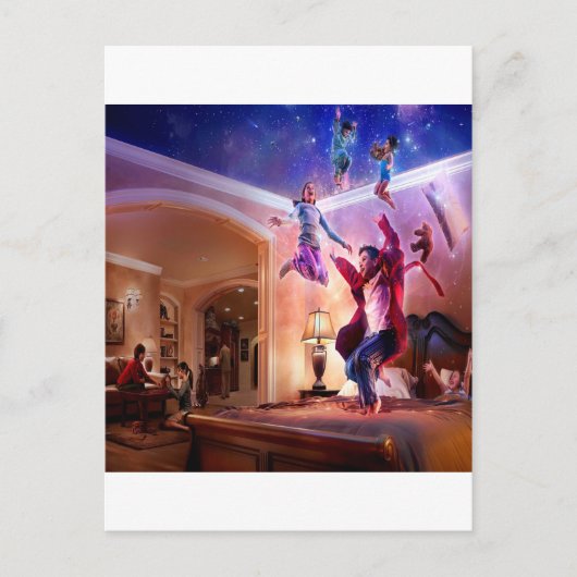 Abstracte Fantasy Peter Pan Celebration Uitnodiging Briefkaart (Voorkant)