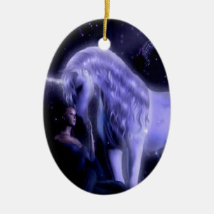 Abstracte Fantasy Puple Fairy Unicorn Keramisch Ornament