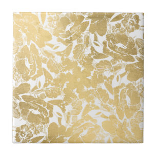 Abstracte Faux Gold Floral Pattern Ceramic Tile Tegeltje