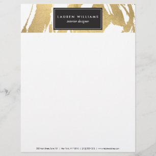 Abstracte Faux Gold-penseelstreken op White II Briefhoofd Sjabloon