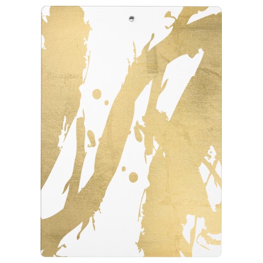 Abstracte Faux Gold-penseelstreken op wit Klembord (Achterkant)