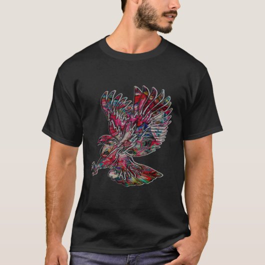 Abstracte Faux Metallic Tribal Eagle T-shirt (Voorkant)