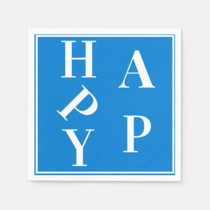 Abstracte feestdag Word Happy op Blue Napkins Servet