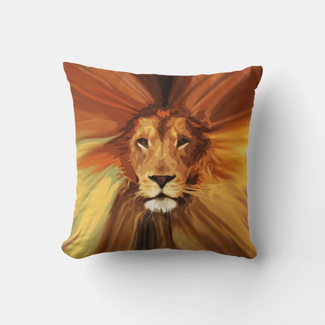 Abstracte Fierce Lion Kussen (Voorkant)