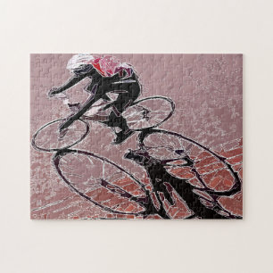 Abstracte fiets Rider en Shadow Puzzle. Legpuzzel