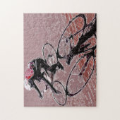 Abstracte fiets Rider en Shadow Puzzle. Legpuzzel (Verticaal)