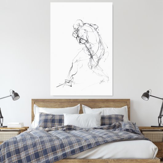 Abstracte figuur in bewegingsschets - canvas afdruk (Insitu (Slaapkamer))