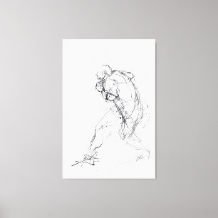 Abstracte figuur in bewegingsschets - canvas afdruk