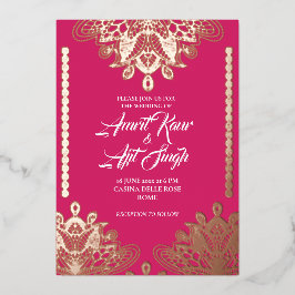 Abstracte Filippijnen in Fuchsia Folie Uitnodiging