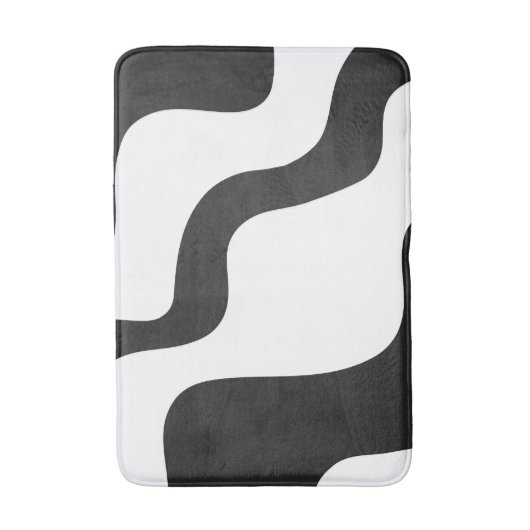Abstracte film met zwarte & witte golven Moderne A Badmat (Voorkant Verticaal)
