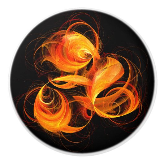 Abstracte Fireball Art Keramische Knop (Voorkant)
