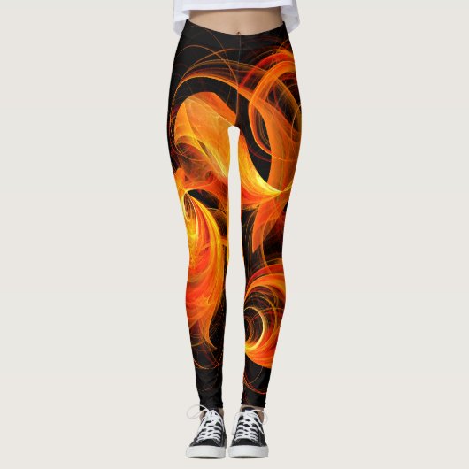 Abstracte Fireball Art Leggings (Voorkant)
