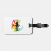 Abstracte Fitness Kunst van het Man Heffen Dumbbel Bagagelabel (Achterkant horizontaal)