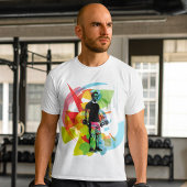 Abstracte Fitness Kunst van het Man Heffen Dumbbel T-shirt