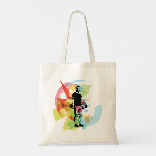 Abstracte Fitness Kunst van het Man Heffen Dumbbel Tote Bag (Achterkant)