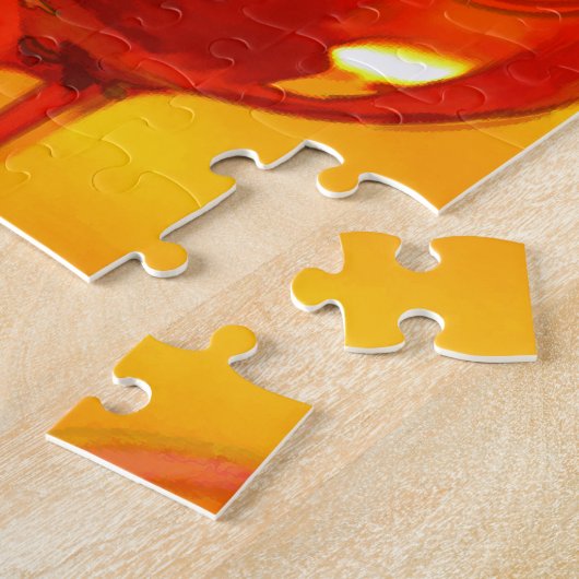 Abstracte fles wijn en bril legpuzzel (Zijkant)