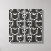 Abstracte flora in zwart-wit patroon Canvas Afdruk (Voorkant)